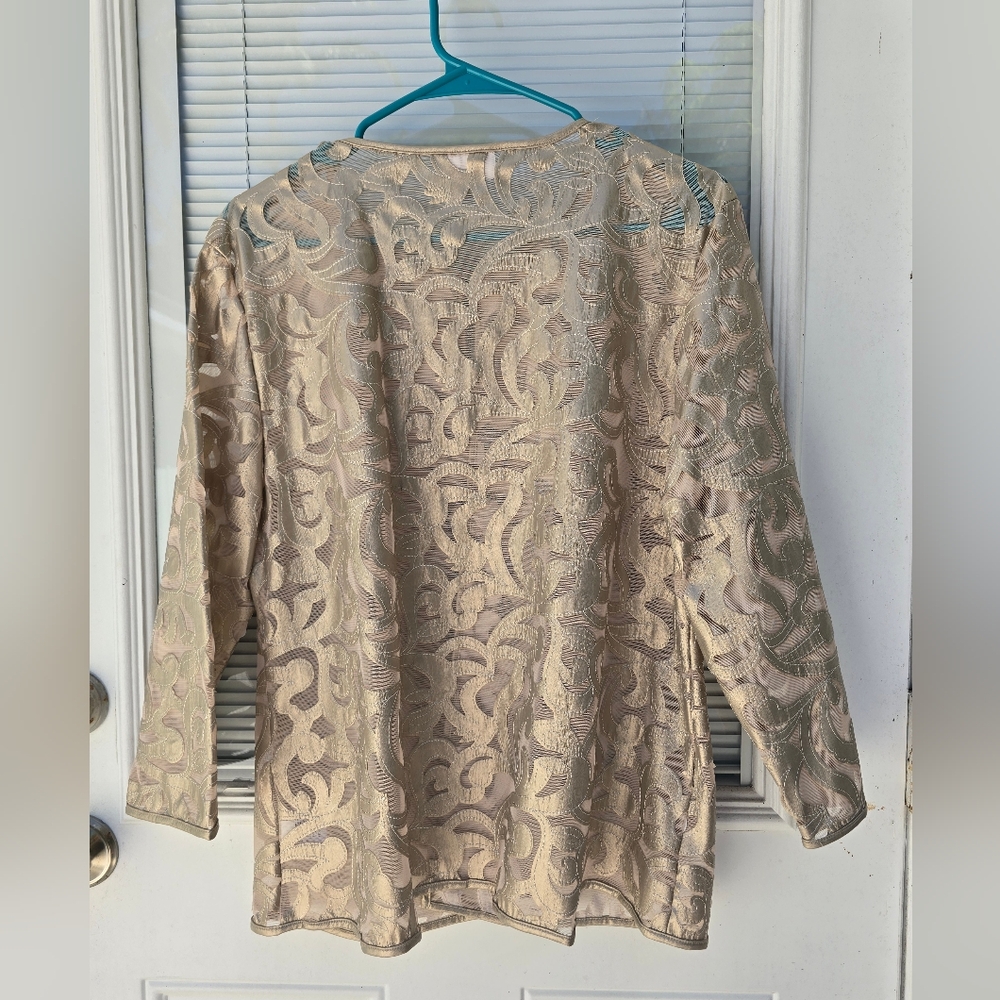 JM Collection Gold Pattern Jacket Large - Picture 6 of 6